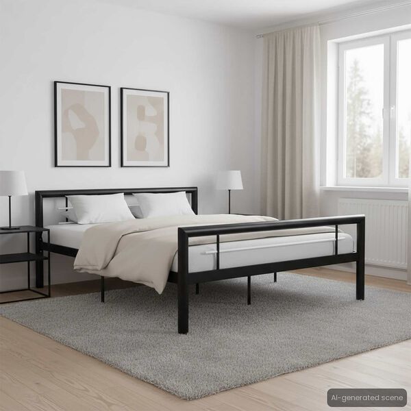 vidaXL Estructura de cama sin colch&oacute;n metal blanco y negro 120x200 cm