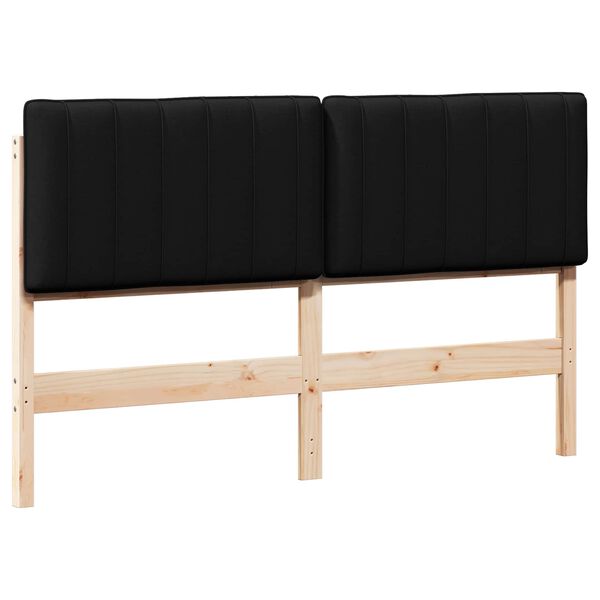 vidaXL Cabecero tapizado Marr&oacute;n y Negro 150 cm Madera de pino macizo