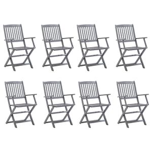vidaXL Sillas de jard&iacute;n plegables 8 unidades madera maciza de acacia