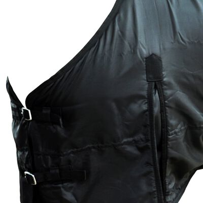 Manta de Lana Doble Capa con Cinchas 125 cm (Negra)