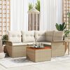 vidaXL Conjunto de sof&aacute;s de jard&iacute;n 5 pcs Beige rat&aacute;n sint&eacute;tico
