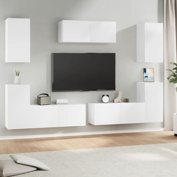 vidaXL Set de muebles para TV 7 piezas madera contrachapada blanco