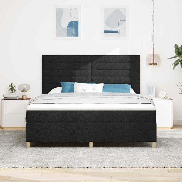 vidaXL Cama tipo Box Spring con colch&oacute;n Negro 180 x 200 cm tela