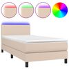 vidaXL Cama box spring colch&oacute;n LED cuero sint&eacute;tico capuchino 90x200 cm