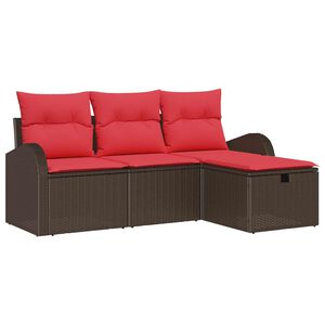 vidaXL Juego de Sof&aacute; 4 uds. 4-N&uacute;mero de plazas Marr&oacute;n y Rojo