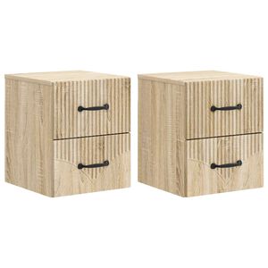 vidaXL Mesita de Noche de Pared 2 uds. Roble Sonoma 34,5 x 33 x 40 cm