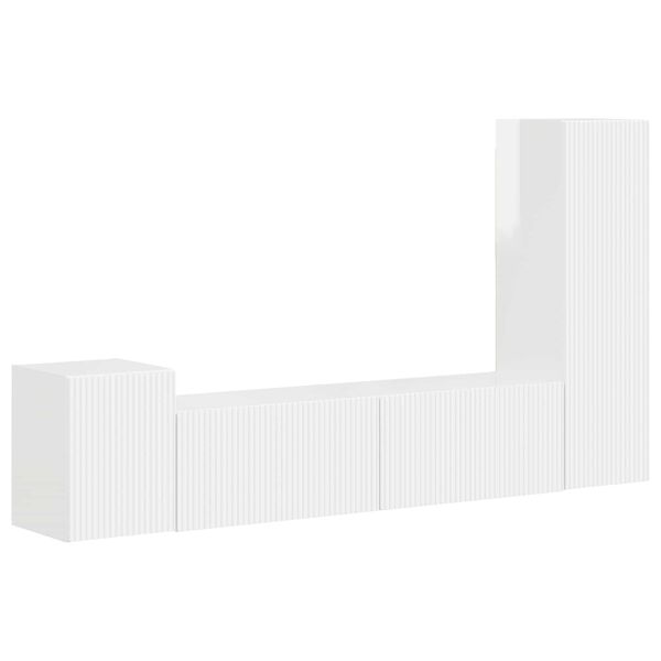 vidaXL Conjunto de mueble de TV 4 pcs brillante Madera de ingenier&iacute;a