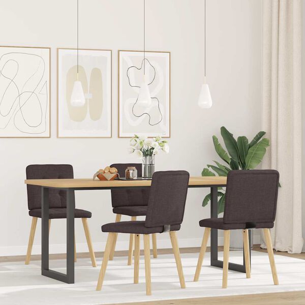 vidaXL Sillas de comedor 4 unidades tela marr&oacute;n oscuro