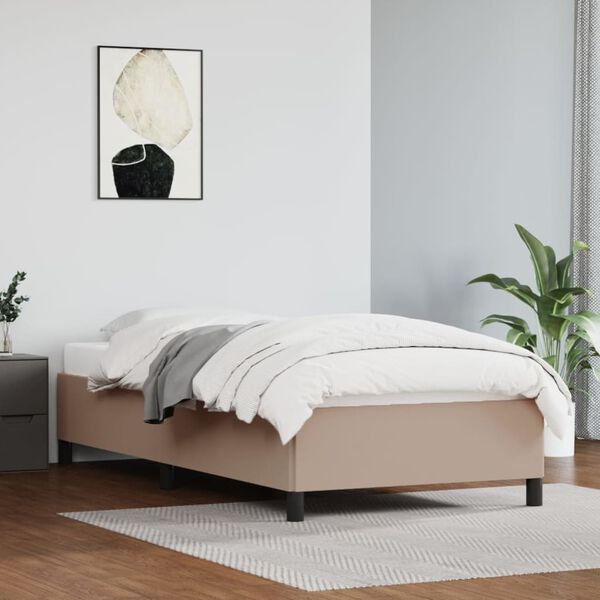 vidaXL Estructura cama sin colch&oacute;n cuero sint&eacute;tico capuchino 100x200cm