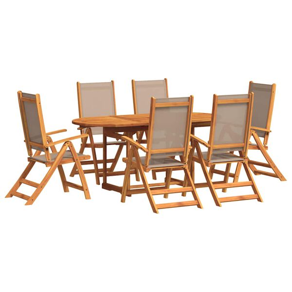 vidaXL Juego comedor de jard&iacute;n 7 pzas madera maciza acacia y textileno