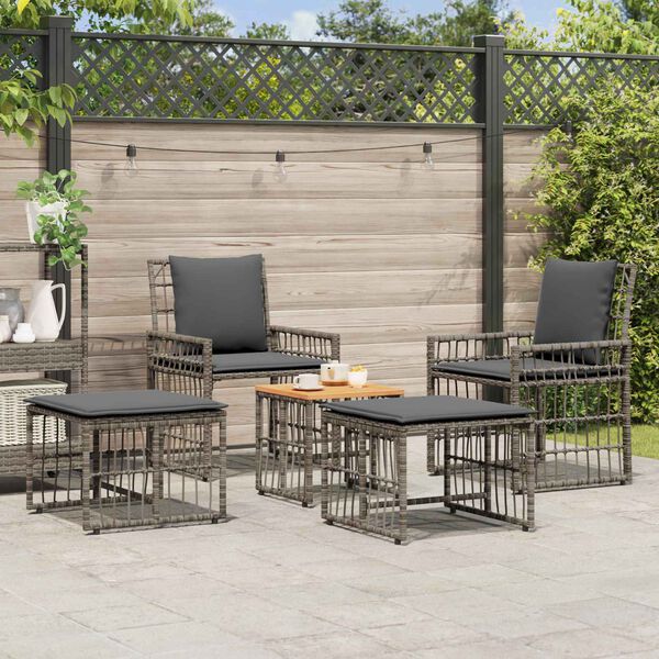 vidaXL Juego de muebles de exterior 5 pcs Negro y Gris oscuro