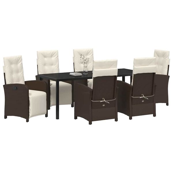 vidaXL Conjunto de Comedor de Jard&iacute;n 7 pcs Marr&oacute;n rat&aacute;n sint&eacute;tico