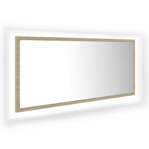 vidaXL Espejo de ba&ntilde;o LED acr&iacute;lico color roble Sonoma 100x8,5x37 cm