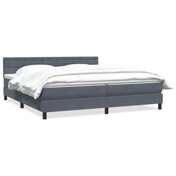 vidaXL Cama box spring con colch&oacute;n terciopelo gris oscuro 200x210 cm