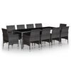 vidaXL Set de comedor de jard&iacute;n 11 pzas rat&aacute;n sint&eacute;tico gris