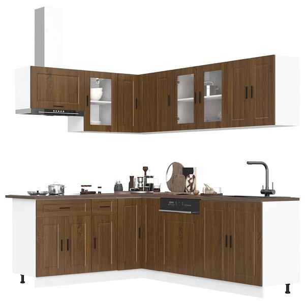vidaXL Mueble cocina Porto roble marr&oacute;n 11 pzas madera contrachapada