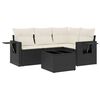 vidaXL Set de muebles de jard&iacute;n 5 pzas y cojines rat&aacute;n sint&eacute;tico negro