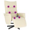 vidaXL Sill&oacute;n reclinable masaje con reposapi&eacute;s cuero sint&eacute;tico crema