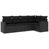 vidaXL Set de muebles de jard&iacute;n 5 pzas y cojines rat&aacute;n sint&eacute;tico negro