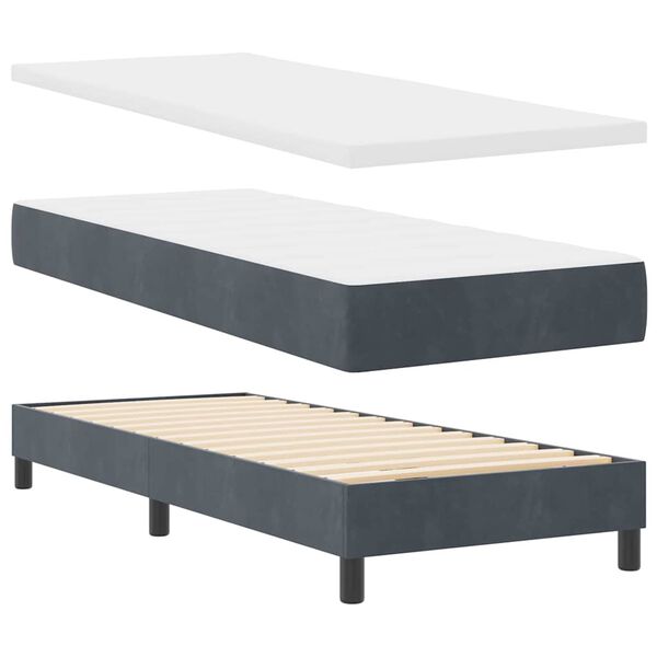 vidaXL Cama tipo Box Spring Gris oscuro 80 x 200 cm Terciopelo