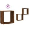 vidaXL Estantes cubo de pared 2 unidades roble marr&oacute;n 30x15x30 cm