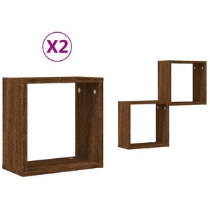 vidaXL Estantes cubo de pared 2 unidades roble marr&oacute;n 30x15x30 cm