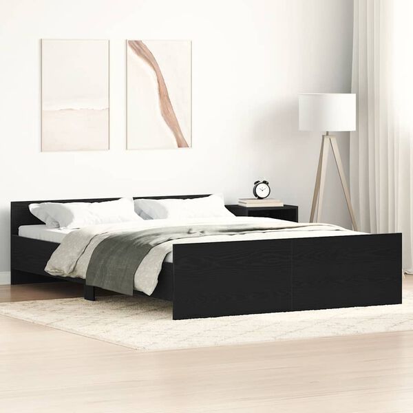 vidaXL Estructura de cama sin colch&oacute;n roble negro 120x190 cm