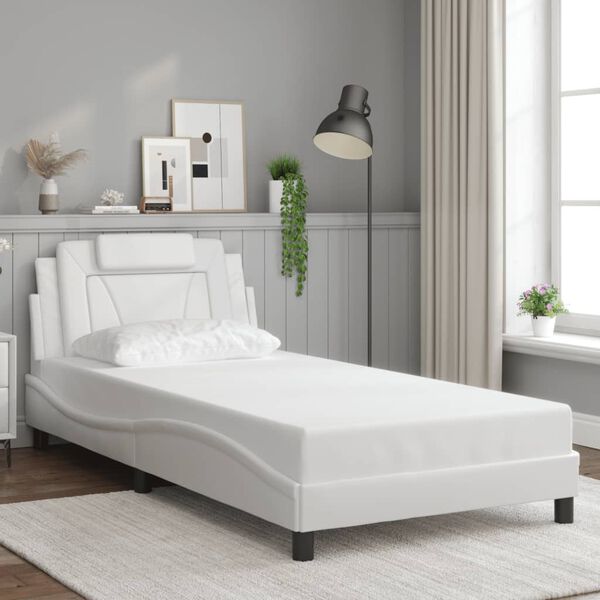 vidaXL Estructura de cama Viana con LED sin colch&oacute;n blanco 100x203 cm