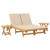vidaXL Tumbona con coj&iacute;n Beige Madera de Acacia S&oacute;lida