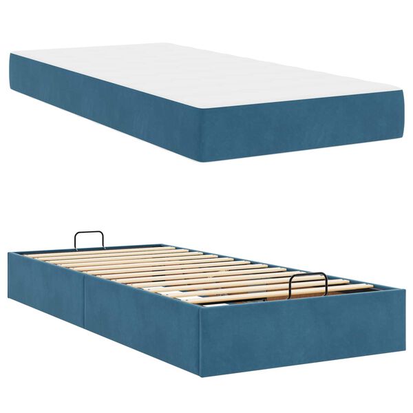 vidaXL Estructura de cama con colchón Azul 80 x 200 cm Terciopelo