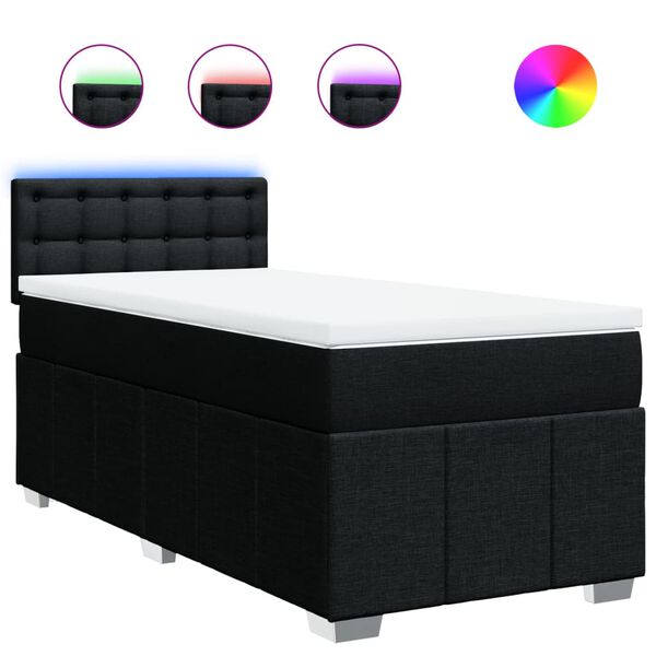 vidaXL Cama box spring con colch&oacute;n tela negro 100x200 cm