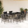 vidaXL Set comedor jard&iacute;n 7 pzas y cojines rat&aacute;n sint&eacute;tico gris