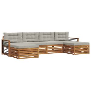 vidaXL Juegos de sof&aacute;s con coj&iacute;n 6 pcs Gris Natural y Claro