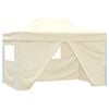 vidaXL Carpa plegable profesional con 4 paredes acero color crema 3x4m
