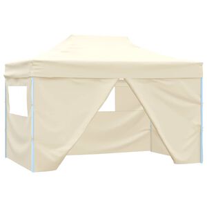 vidaXL Carpa plegable profesional con 4 paredes acero color crema 3x4m