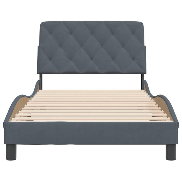 vidaXL Estructura de cama sin colch&oacute;n terciopelo gris oscuro 100x203cm