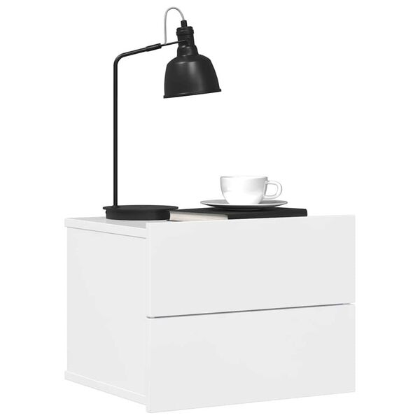 vidaXL Mesitas noche 2 uds contrachapada blanco brillo 40x30x30 cm