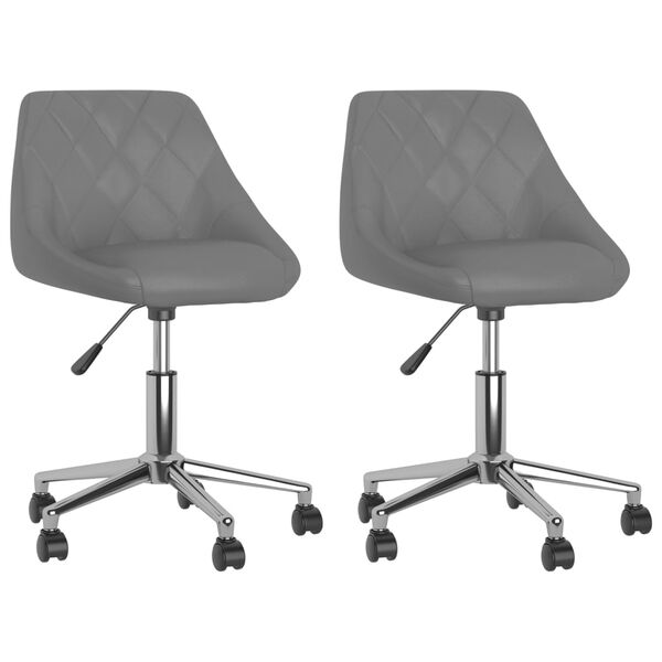 vidaXL Sillas de comedor giratorias 2 unidades cuero sint&eacute;tico gris