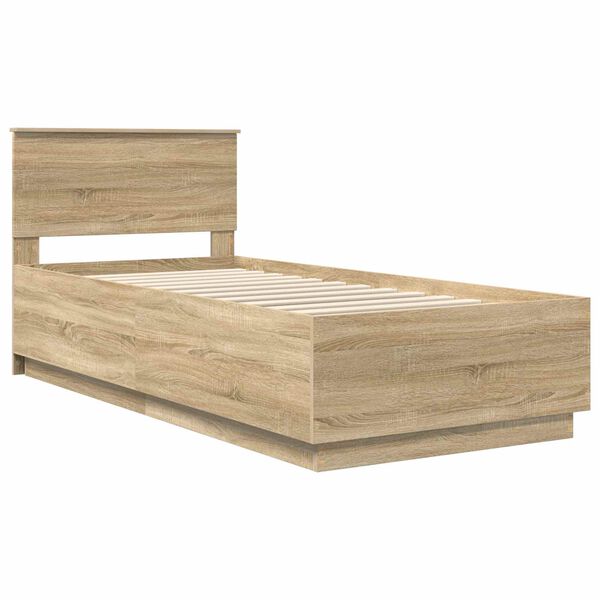 vidaXL Estructura de cama con cabecera Roble Sonoma 90 x 200 cm