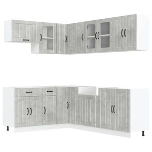 vidaXL Mueble cocina Lucca gris hormig&oacute;n 11 pzas madera contrachapada