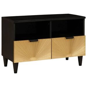 vidaXL Mueble de TV con caj&oacute;n Negro y dorado 70 x 33 x 46 cm