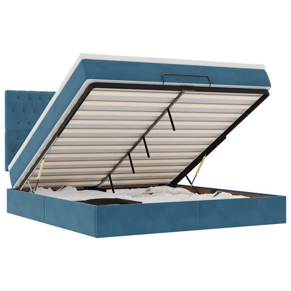 vidaXL Estructura de cama otomana colchones terciopelo azul oscuro