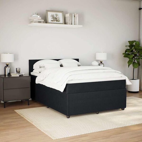 vidaXL Cama box spring con colch&oacute;n terciopelo negro 160x200 cm