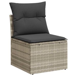 vidaXL Silla jard&iacute;n sin reposabrazos con cojines rat&aacute;n PE gris claro