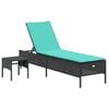 vidaXL Tumbona con mesa y coj&iacute;n, polirat&aacute;n negro