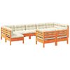 vidaXL Set de sof&aacute;s jard&iacute;n 9 pzas con cojines madera pino marr&oacute;n cera