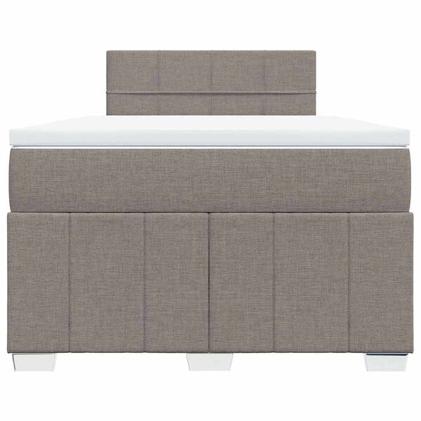 vidaXL Cama box spring con colch&oacute;n tela gris taupe 120x200 cm