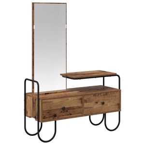 vidaXL Mesa Tocador con caj&oacute;n Madera envejecida Madera de ingenier&iacute;a