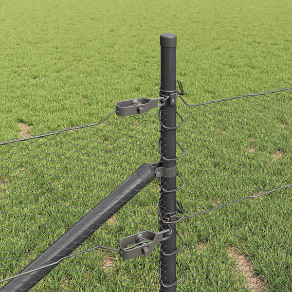 vidaXL Poste de Valla Gris 100 x 0,4 m (malla de 13 mm) Acero y PVC