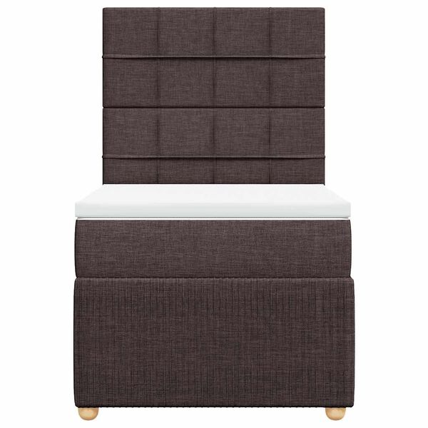 vidaXL Cama box spring con colch&oacute;n tela marr&oacute;n oscuro 90x200 cm